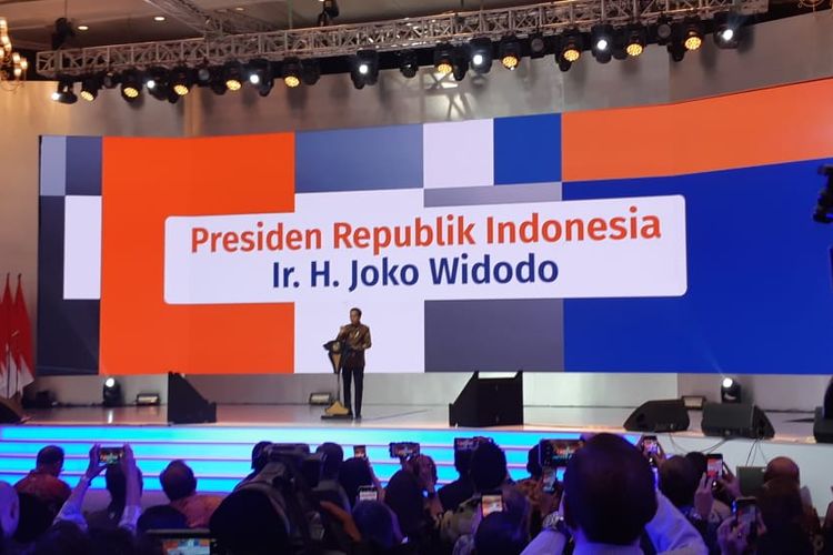 Presiden Jokowi saat menghadiri peresmian pembukaan UMKM Eksport BRIlianPreneur di Jakarta Convention Center, Jakarta, Jumat (20/12/2019).