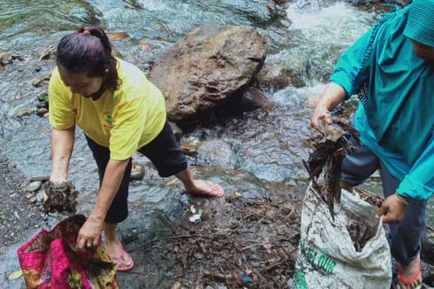 Tak Peduli Kotor, Sejumlah Ibu Bersihkan Sungai Kalibanteng dari Tumpukan Sampah