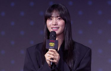 Aktris Nana, member girl group After School, saat konferensi pers serial Netflix Mask Girl di Korea Selatan,  Rabu (16/8/2023).