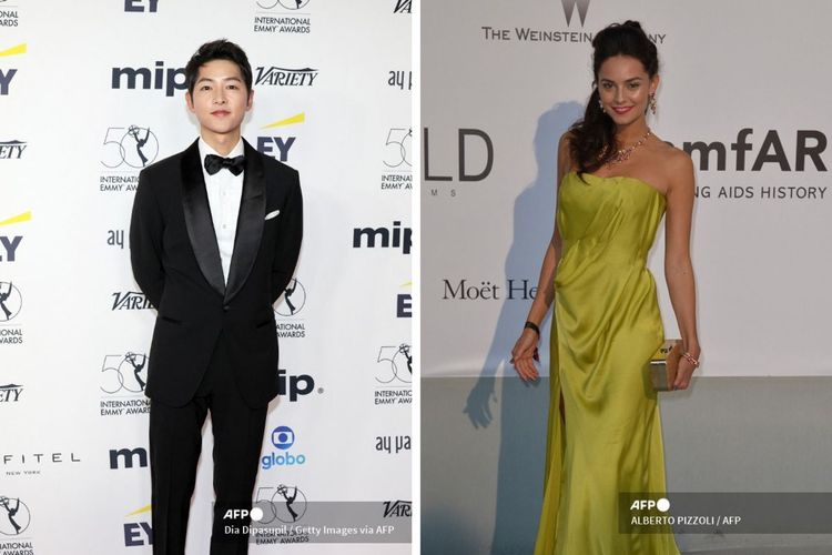 Aktor asal Korea Selatan Song Joong Ki (kiri) menikah dengan aktris Inggris Katy Louise Saunders pada Senin (30/1/2023).