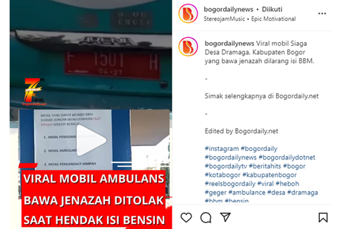 Viral, Video Sebut Ambulans Bawa Jenazah Ditolak Isi BBM di SPBU Bogor, Pertamina Sebut Kesalahpahaman