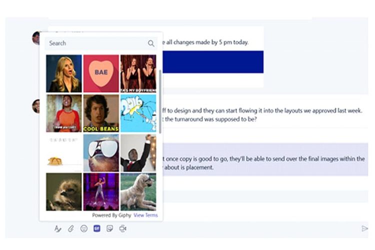 Tampilan fitur chat pada Microsoft Teams. 