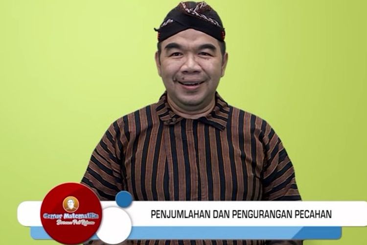 Tangkapan layar Belajar dari Rumah TVRI 16 Juli 2020 SD Kelas 4-6 tentang Penjumlahan dan Pengurangan Pecahan.