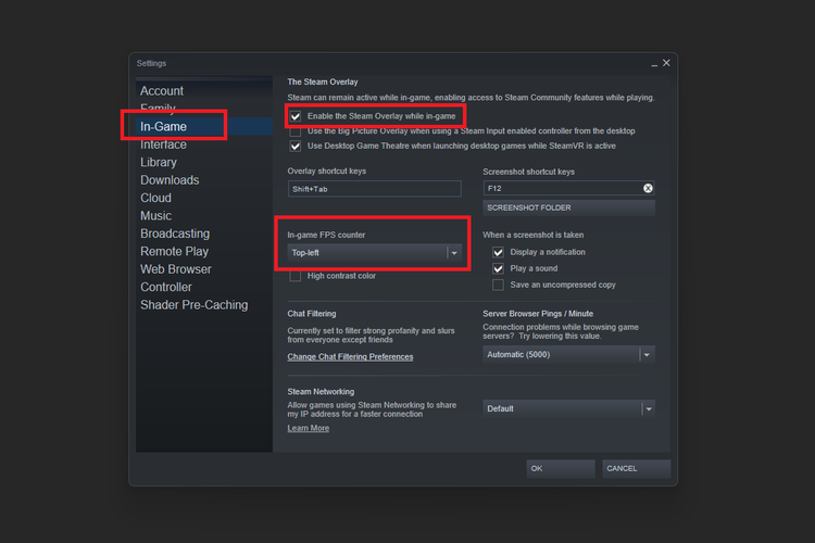 Cara menampilkan nilai FPS di Steam menggunakan fitur FPS Counter.