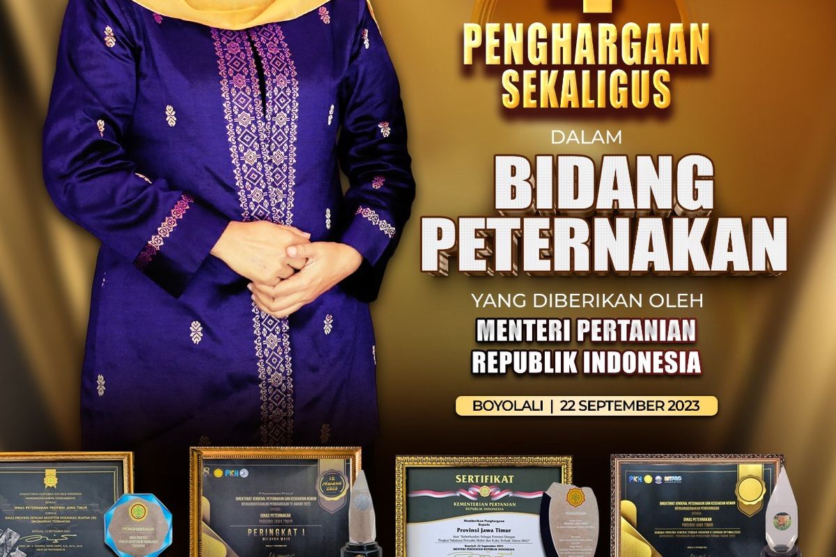 Pemprov Jatim raih penghargaan dari Kementan sebagai provinsi dengan bidang peternakan terbaik.