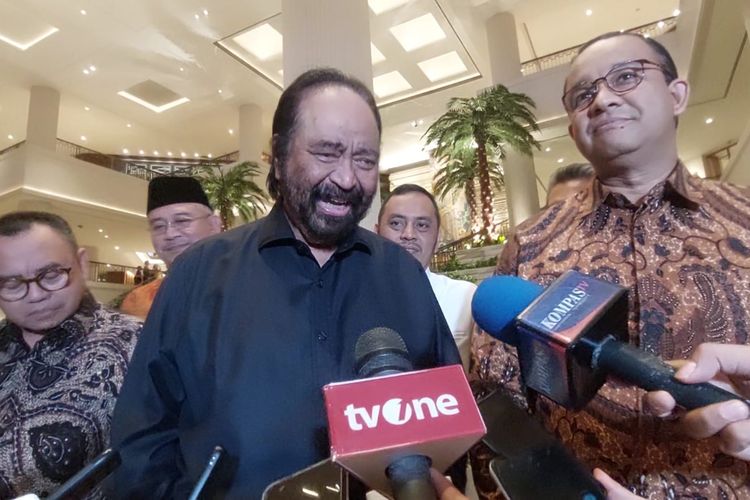 Ketua Umum Partai Nasdem Surya Paloh saat ditemui di Grand Hyatt, Jakarta Pusat, Kamis (24/8/2023). 
