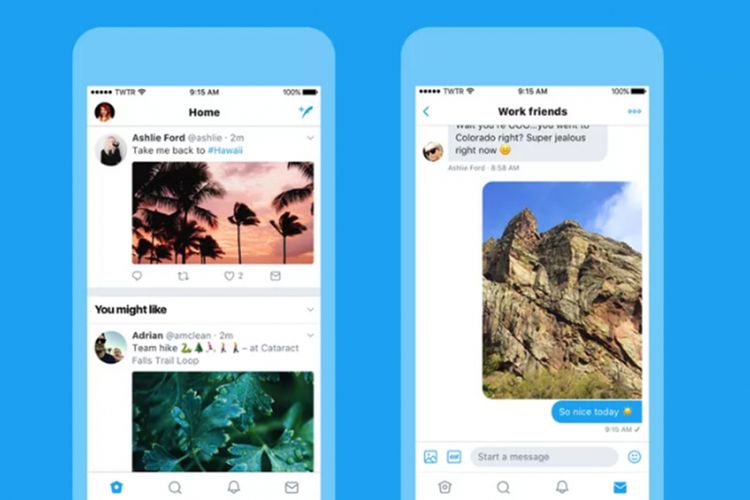 Tampilan baru aplikasi Twitter
