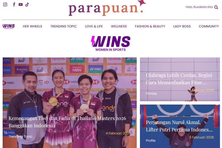 Grid Network di bawah naungan KG Media meluncurkan WINS (Women In Sports), sebuah vertikal konten yang secara khusus mengangkat peran dan cerita perempuan dalam dunia olahraga dan gaya hidup aktif.