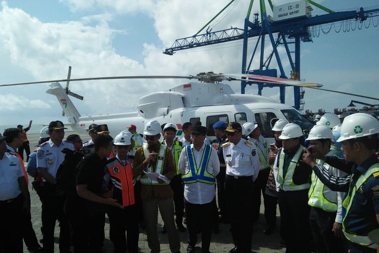 Menteri Perhubungan (Menhub) Budi Karya Sumadi mengunjungi Makassar New Port (MNP), Rabu (20/3/2019). 