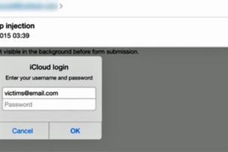 Prompt login palsu yang bisa dikirim ke aplikasi Mail di iOS 8.3 untuk menjebak pengguna agar memasukkan password