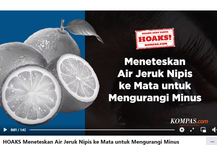 Hoaks! Informasi yang menyebutkan meneteskan air jeruk nipis ke mata bisa mengurangi minus pada mata.