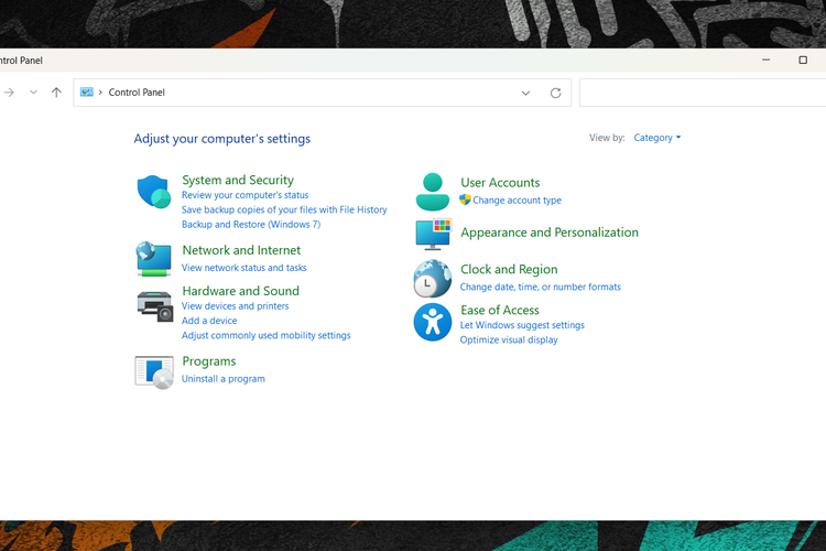 Tampilan Control Panel di Windows 11
