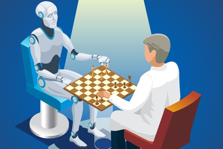 Ilustrasi AI Deep Blue mengalahkan Garry Kasparov dalam pertandingan catur pada 11 Mei 1997.