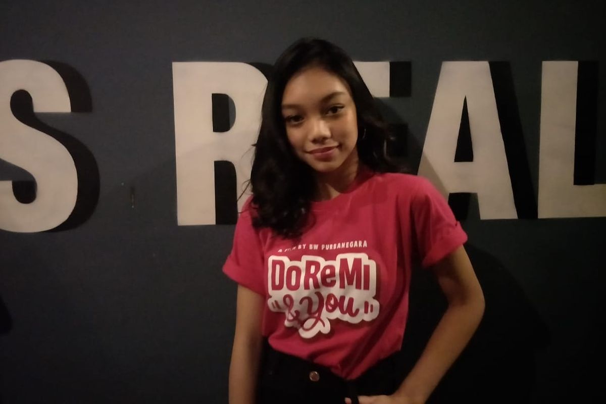 Naura saat ditemui usai acara Meet & Greet Film Doremi & You di D Mall, Depok, Jawa Barat, Selasa (18/6/2019).