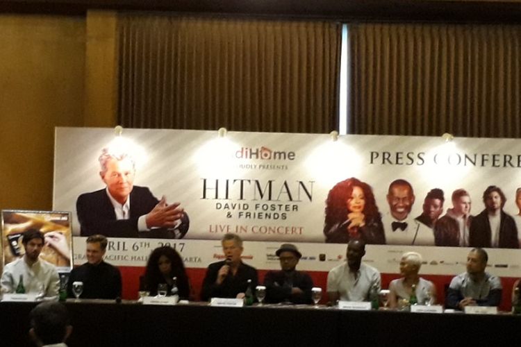 Suasana jumpa pers pertunjukan Hitman David Foster and Friends Live in Concert di Hotel Tentrem, Yogyakarta, Rabu (5/4/2017).