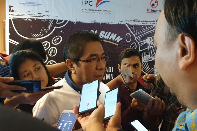 Direktur Utama PT Pelindo II Elvyn G Massasya di Kementerian BUMN, Jakarta, Rabu (20/11/2019).