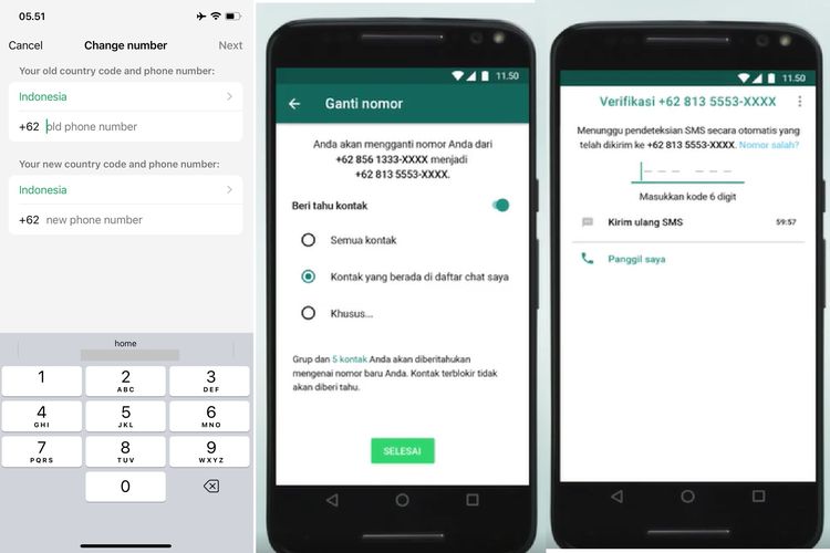 Ilustrasi cara mengganti nomor WhatsApp.