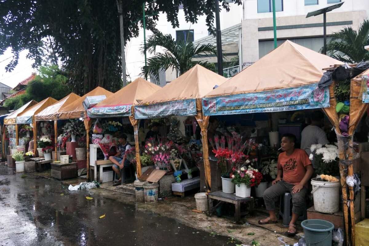 Kondisi Pasar Kembang Cikini, Menteng, Jakarta Pusat di hari valentine, Jumat (14/2/2020)