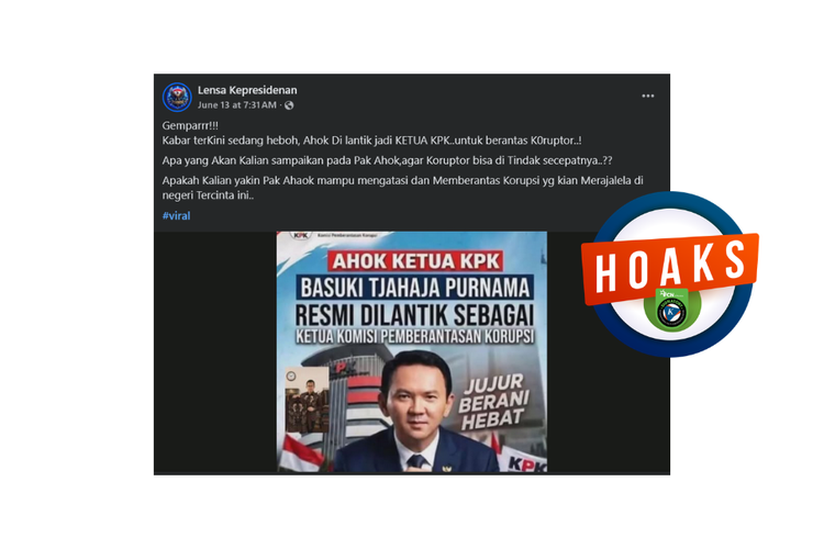 INFOGRAFIK: Hoaks Ahok Dilantik Menjadi Ketua KPK, Cek Faktanya