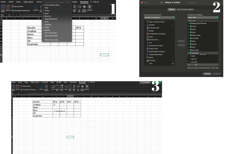 ilustrasi cara buat ceklis di excel