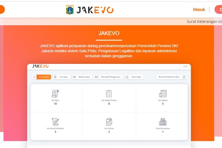 Situs JakEvo DKI Jakarta untuk mengajukan SIKM.