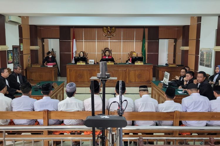 Sidang vonis tahanan yang menjadi terdakwa penganiaya sesama tahanan di Pengadilan Negeri (PN) Purwokerto, Kabupaten Banyumas, Jawa Tengah, Kamis (11/1/2024).