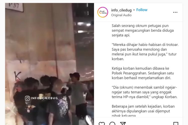 Video viral memperlihatkan anggota Polsek Pesanggrahan mengacungkan pistol kepada warga di kawasan Ciledug Raya, Jakarta Selatan.