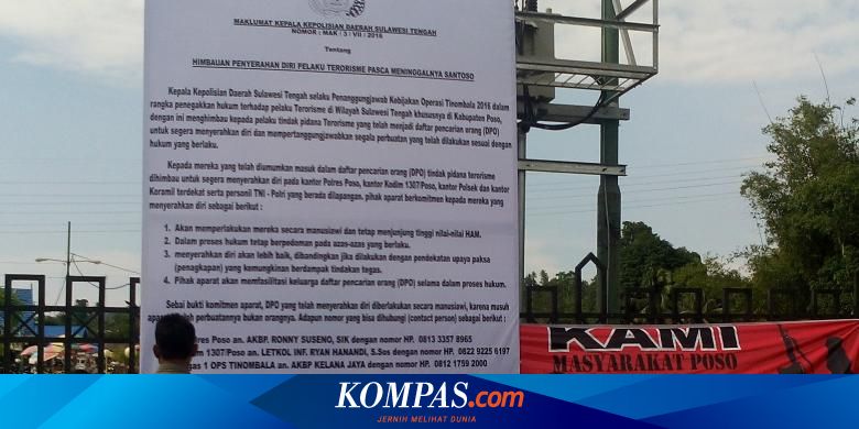 Minta Sisa Kelompok Santoso Menyerah Polisi Sebar Baliho Maklumat