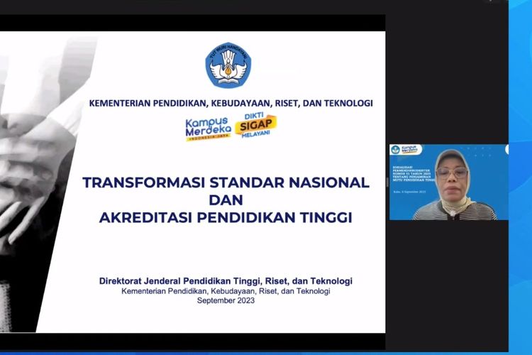 Sosialisasi Permendikbud Ristek Nomor 53 Tahun 2023 terkait Transformasi Standar Nasional dan Akreditasi Pendidikan Tinggi.