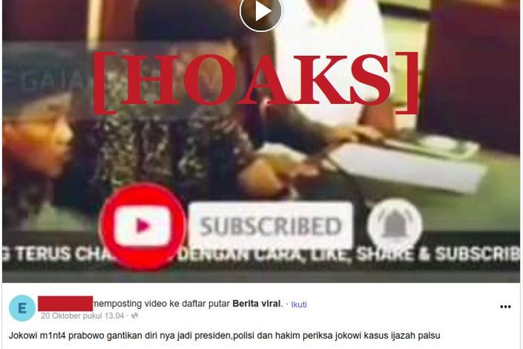 Hoaks Jokowi diperiksa polisi dan hakim kasus dugaan ijazah palsu