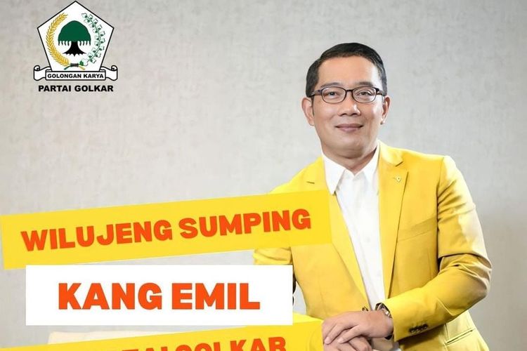 Akun media sosial Partai Golkar mengunggah foto Ridwan Kamil yang mengenakan jas berwarna kuning pada Rabu (18/1/2023). Golkar mengucapkan selamat datang kepada pria yang akrab disapa Kang Emil itu. 