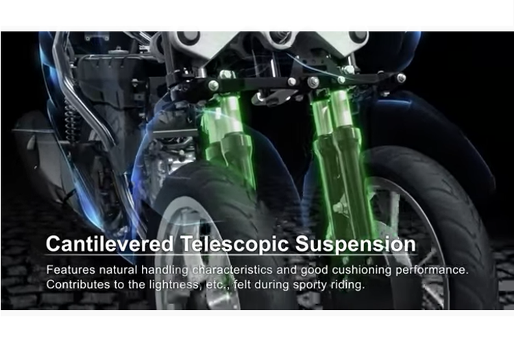 Cantilevered telescopic suspension, memungkinkan suspensi tiap roda bekerja secara independen.