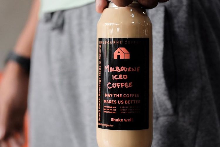 Malbourne Iced Coffee kemasan literan, Malbourne Coffee Co, Malang. 