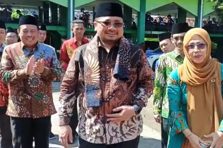 Menteri Agama RI, Yaqut Cholil Qaumas saat berkunjung di Kabupaten Ponorogo, Jawa Timur, Sabtu (18/6/2022) kemarin.