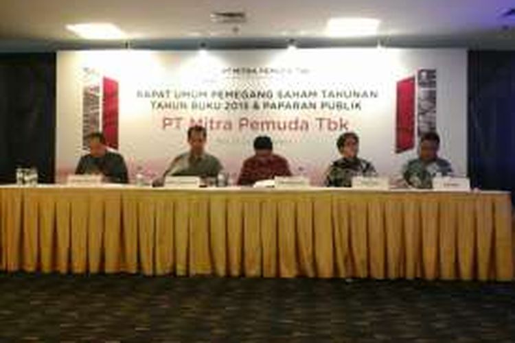 Rapat Umum Pemegang Saham Tahunan (RUPST) PT Mitra Pemuda Tbk di Jakarta, Rabu (22/6/2016).