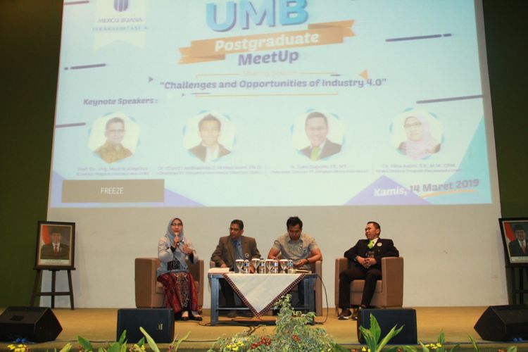 Universitas Mercu Buana (UMB) menggelar UMB Postgraduate Meet Up dengan mengangkat tema Challenges and Opportunities in Industry 4.0 di Kampus UMB Meruya, Jakarta (14/3/2019).