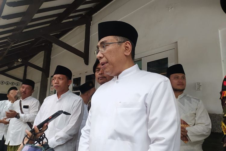 Ketua Umum PBNU KH Yahya Cholil Staquf, di Pesantren Tebuireng, Jombang, Jawa Timur, Sabtu (22/10/2022)