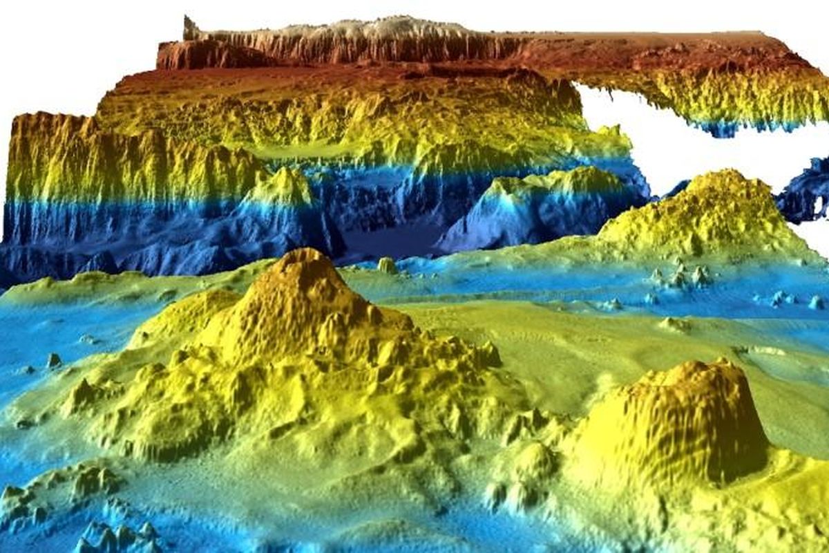 Model tiga dimensi dari dasar laut yang dikumpulkan oleh Australia selama masa pencarian MH370.