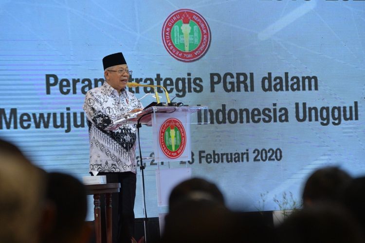 Wapres Maruf Amin dalam Konferensi Kerja Nasional PGRI yang berlangsung dari tgl 21-23 Februari 2020 mengangkat tema ?Peran Strategis PGRI dalam mewujudkan SDM Indonesia Unggul?.
