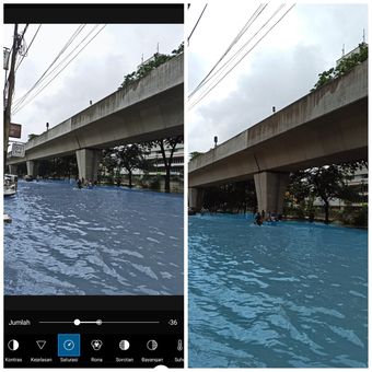 Cara mengedit warna air banjir pakai Picsart