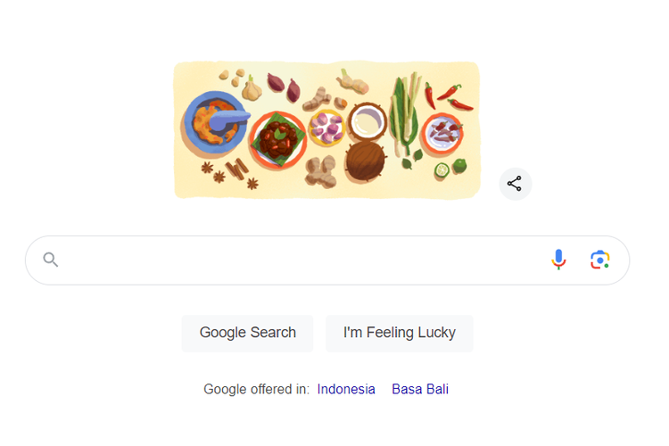 Google Doodle hari ini, Rabu (21/8/2024) menampilkan ilustrasi Rendang, semur daging sapi khas Minangkabau, Sumatera Barat Indonesia, yang dibuat dengan santan dan kaya akan bumbu rempah.