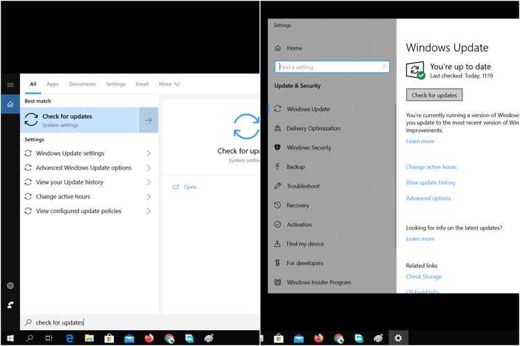 Cara mengecek pembaruan sistem di Windows 10.