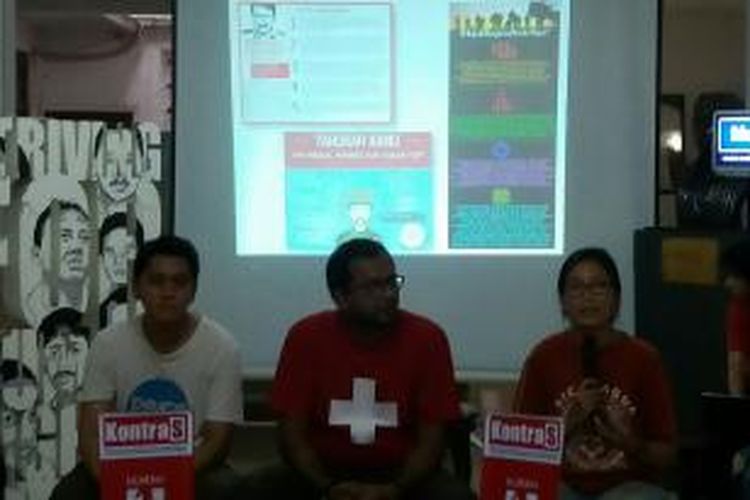 Komisi untuk Orang Hilang dan Korban Tindak Kekerasan (KontraS) menyampaikan catatan situasi Hak Asasi Manusia di Indonesia Sepanjang 2015 di Kantor KontraS Jalan Kramat II, Senen, Jakarta Pusat, Sabtu (26/12/2015)