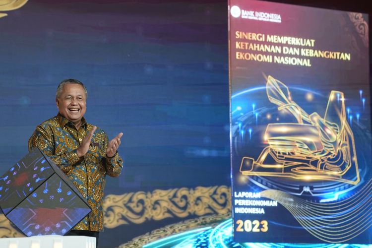 Gubernur BI Perry Warjiyo saat Peluncuran Laporan Perekonomian Indonesia (LPI) 2023, Rabu (31/1/2024). Laporan ini merupakan wujud transparansi pelaksanaan kebijakan Bank Indonesia kepada publik,