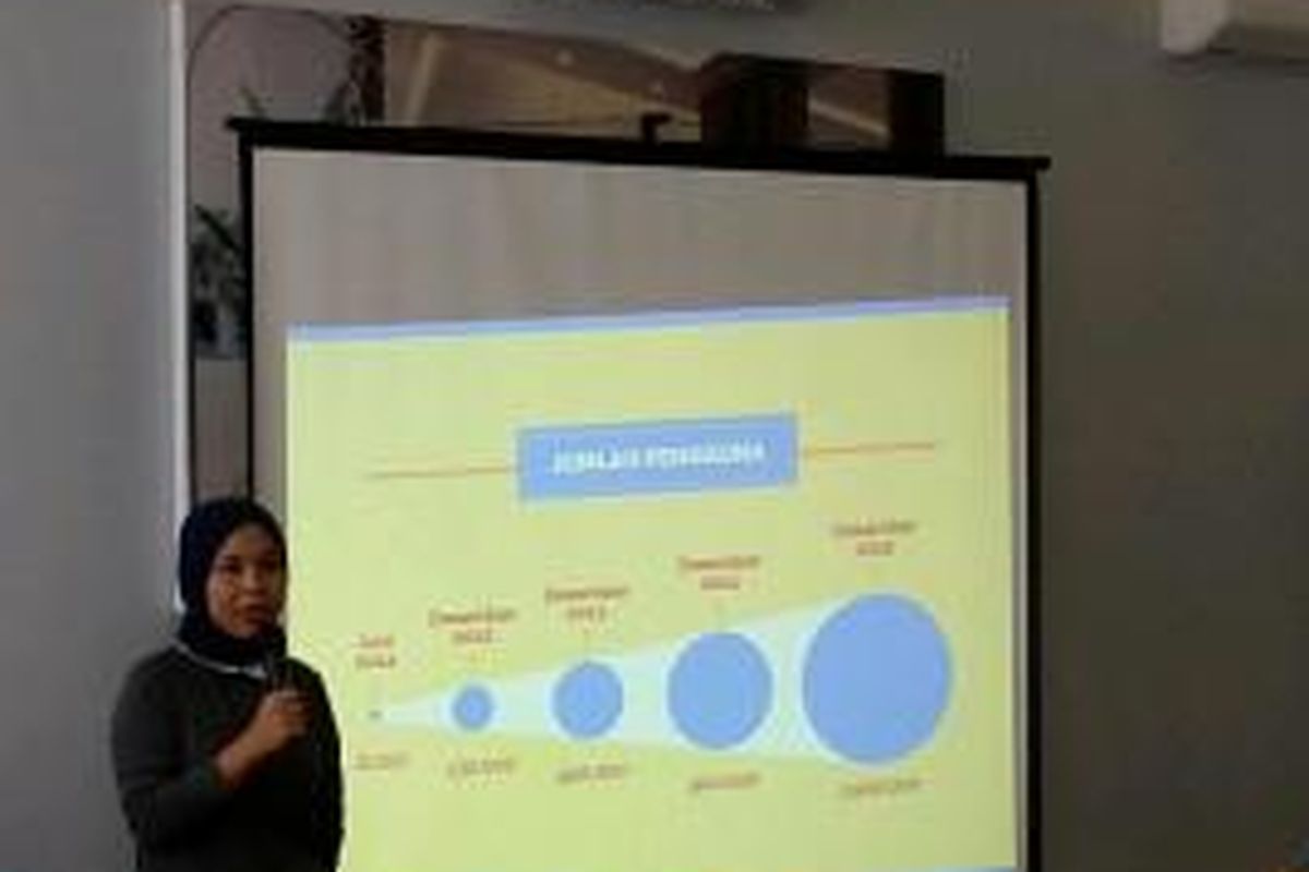 Direktur Komunikasi Change.org Indonesia Desmarita Murni dalam acara 'Kilas Balik Netizeb di Tahun 2015' di Synthesis Residence Kemang, Jakarta pada Senin (21/12/2015)