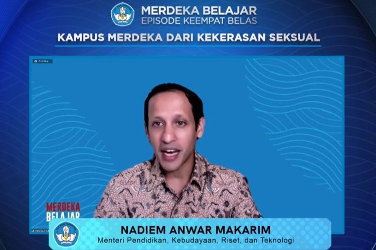 Menteri Pendidikan, Kebudayaan, Riset, dan Teknologi (Mendikbud Ristek) Nadiem Makarim meluncurkan Merdeka Belajar Episode Keempat Belas secara daring, Jumat (12/11/2021).