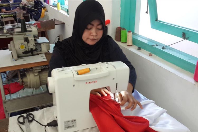 Salah satu narapidana di Lapas Wanita kelas IIA Kota Malang, Selasa (6/8/2019)