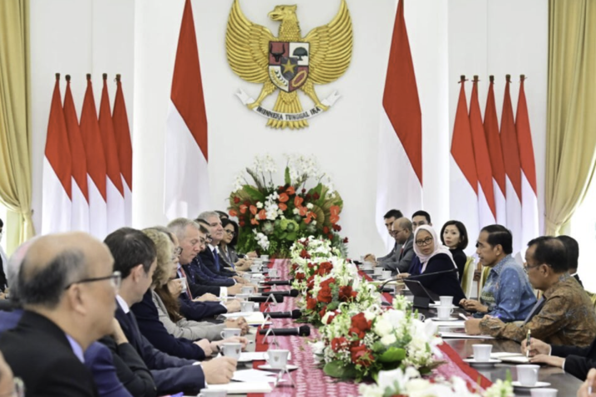 Presiden Joko Widodo menerima kunjungan delegasi dari US-ASEAN Business Council (US-ABC) di Istana Kepresidenan Bogor, Provinsi Jawa Barat, pada Kamis, 25 Mei 2023. 