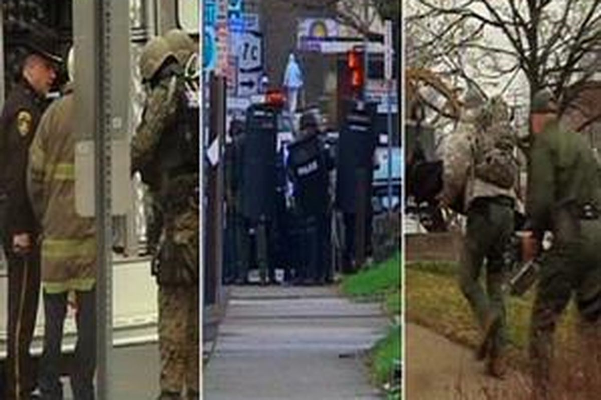 Polisi Binghamton bersama personel SWAT dan FBI melakukan koordinasi untuk mengakhiri aksi penembakan massal di gedung American Civic Association