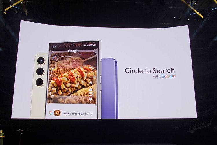 Ilustrasi fitur  Circle to Search Galaxy AI di Samsung Galaxy S24 series.